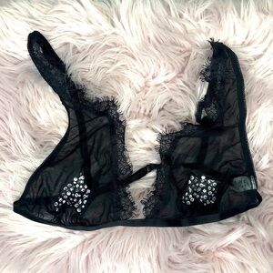 𝅺seduction by Frederick’s of Hollywood Sheer Black Rhinestone Bralette